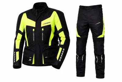 Produktbild von Motorradanzug Herren Set Schwarz Neon Racing Biker Jacke Hose Motorradbekleidung 3XL