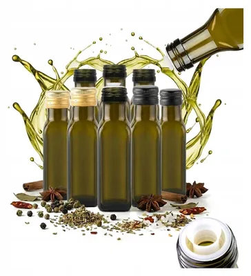Image de Bimberek Marasca, flacons d'huile de 100 ml, couleur vert olive, sans gouttes, lot de 20