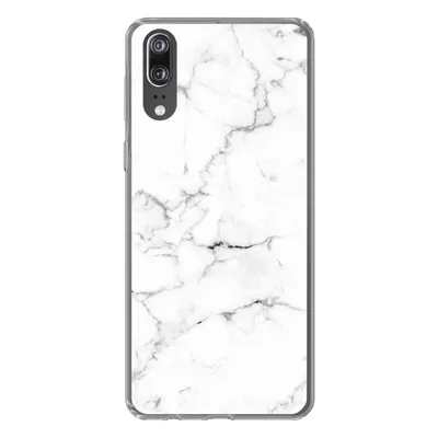Produktbild von MuchoWow® Handyhülle Schutzhülle Hülle für Huawei P20 Marmor - Weiß - Grau - Luxus - Marmoroptik - Strukturiert Silikon Softcase Handy Hülle - Hardcover