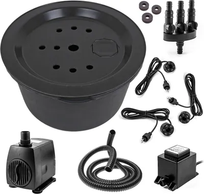 CLGarden Springbrunnenpumpe SP2-S Set Mit 2 LED-Ringen | 12V Sicher, 1300 L/h, 2,20 M Förderhöhe | Für Bachlauf, Quellstein, Gartenbrunnen