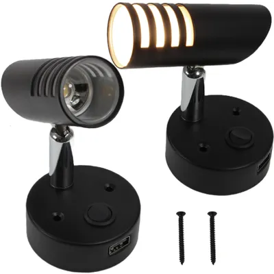 Obrázek produktu pro 12V LED SMD Spot + USB + Spínací lampa na čtení Teplá bílá Karavan Obytný člun Černý