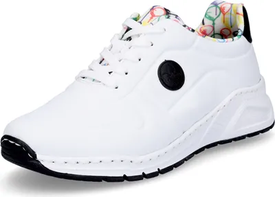 Produktbild von Rieker Damen Sneaker Schnürschuh MemoCup Muster weit sportlich M4903, Größe:38 EU, Farbe:Weiß