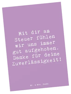 Produktbild von Mr. & Mrs. Panda Postkarte Spruch Busfahrer Sicherheit - Lavendeltraum - Geschenk, Hingabe, Grußkarte, Ansichtskarten, Fotokarte, Postkarten, besonders, Handgemacht