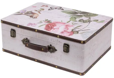 Vintage Holzkoffer mit Rose Design von HMF mit 44 cm Breite in verschiedenen Größen
