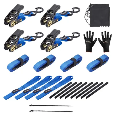 Produktbild von Ratschen-Zurrgurte, 4,5 m Länge, 25 mm Breite, 997 kg Bruchlast, 333 kg Arbeitslastgrenze, S-Haken mit Sicherheitsclip