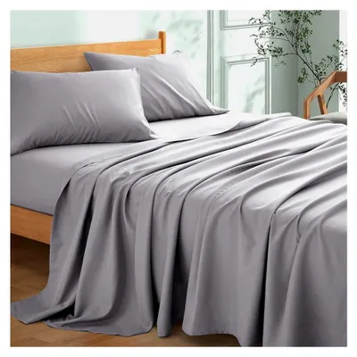 Produktbild von Weiches Premium-Bettlaken aus 100 % ägyptischer Baumwolle, Fadenzahl 300, Hotelqualität, pflegeleicht, atmungsaktiv, lichtbeständig, Bettwäsche (Grau, Doppelbett (230 x 255 cm))