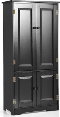Immagine prodotto di Armadio vintage da corridoio - Armadio contenitore - Ripiano regolabile - Versatile per cucina, soggiorno, camera da letto - Da montare - Nero