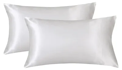 Obrázok produktu pre Poťah na vankúš 40x80 cm, biela farba, satén, polyester, zapínanie na obálku, 2 kusy