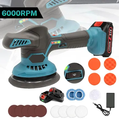 Produktbild von Akku-Autopoliermaschine - Kabelloser Autopolierer - 6 Geschwindigkeitsstufen - 150-mm-Polierteller - 6000 U/min - 1 Ladegerät