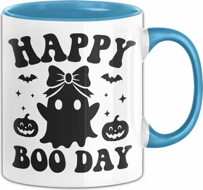 Produktbild von Geburtstagsgeschenk Happy Boo Day Tasse Geschenkidee Geist Halloween Geburtstag Weihnachten Kaffee-Becher (Blau)