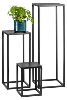 Produktbild von bremermann Blumenhocker 3er-Set, Metall-Blumenständer, Blumensäule schwarz