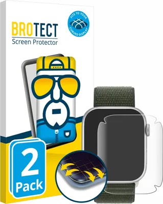Produktbild von 2x BROTECT Fullscreen Schutzfolie für Apple Watch Series 9 (41 mm) Displayschutz Folie Fullcover Klar Transparent