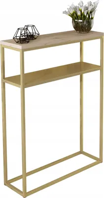 Zdjęcie produktu dla Konsola metalowa toaletka stolik półka stojąca loft złoty artisan glamour