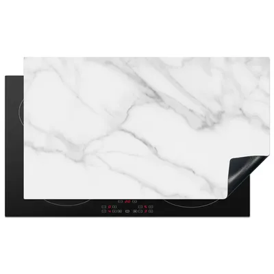 Obrázek produktu pro KitchenYeah® Kryt varné desky mramor - strukturovaný - bílý - šedý - kámen - mramorový vzhled, 90x52cm, dekorace do kuchyně, kryt varné desky ze sklokeramiky, kryt varné desky