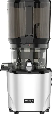 A front view of a Kuvings slow juicer on a white background.