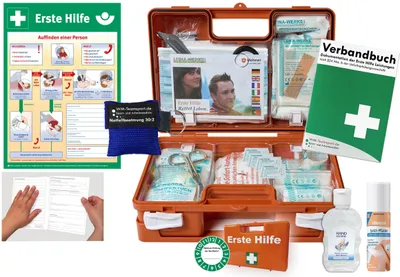 Produktbild von Verbandskoffer (K) Typ CSN -Paket 2- Erste Hilfe nach akt. DIN 13157 (Betriebe) INKL. PERF. VERBANDBUCH +Hygiene-Gel, Notfallbeatmung & Sprühpflaster