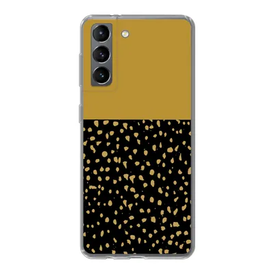 Produktbild von MuchoWow® Handyhülle Schutzhülle Hülle für Samsung Galaxy S21 Polka dots - Ockergelb - Schwarz Silikon Softcase Handy Hülle - Softcase