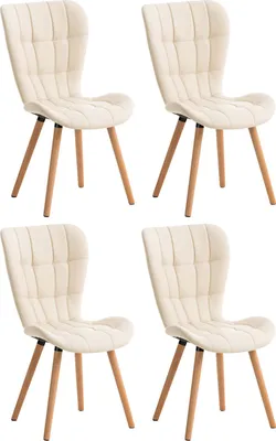 Produktbild von CLP 4er Set Esszimmerstuhl Elda Kunstleder mit robustem Holzgestell weiß