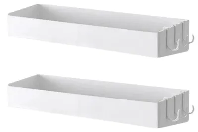 Immagine prodotto di Portaoggetti da doccia senza foratura, set da 2, bianco, 40x11x6 cm, materiale: HIPS