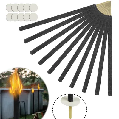 Image de LARS360 10 flambeaux Temps de combustion 100 min, Torches de cire naturelle Torches pour l'extérieur, avec poignée extra longue, Torches pour enfants Jardin Extérieur Randonnée aux flambeaux