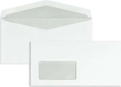 Produktbild von Kuvertierhüllen DINlang 80g/qm gummiert Fenster VE=1000 Stück weiß