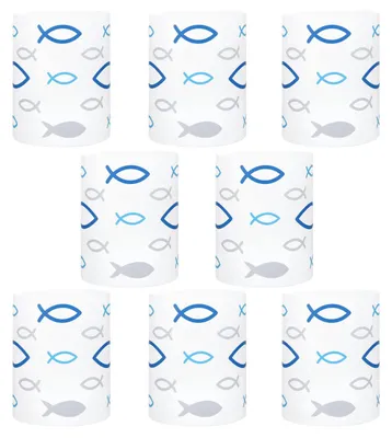 8 Windlichter Fisch-Design, Ø 8 cm x 10 cm, für Teelichter