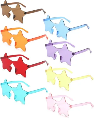 Image de Lunettes de fête en forme d'étoile, lot de 8, différentes couleurs, pour les anniversaires