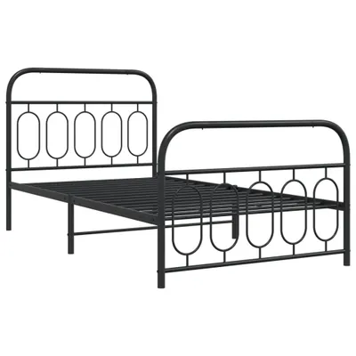 Zdjęcie produktu dla vidaXL Rama łóżka z wezgłowiem i podnóżkiem metalowa czarna 100x190 cm