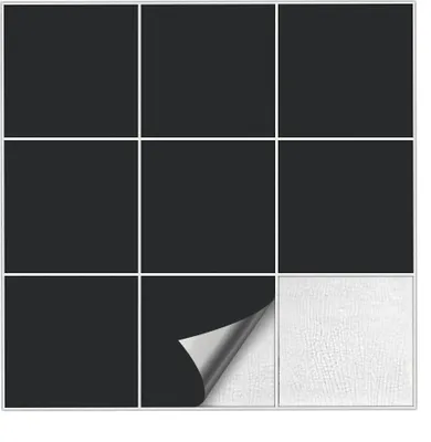 Produktbild von Kiwistar Fliesenaufkleber Schwarz Seidenmatt - 19,5 x 19,5 cm - 1 Stück - Klebefliesen Fliesenmuster Stickerfliesen Wandfliesen überkleben
