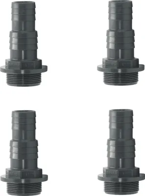 Produktbild von HAF 4x PVC Druckschlauchtülle mit 32mm 38mm x 1 1/2" | Schlauchtülle x Außengewinde | Schlauchverbinder aus grauem PVC-U | PN16 für Pool und Teich