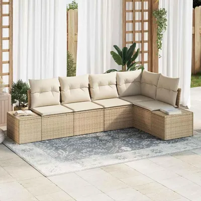 Zdjęcie produktu dla Maison Exclusive - Zestaw mebli ogrodowych, sofa i 4 fotele, kolor beżowy, wykonane z rattanu syntetycznego