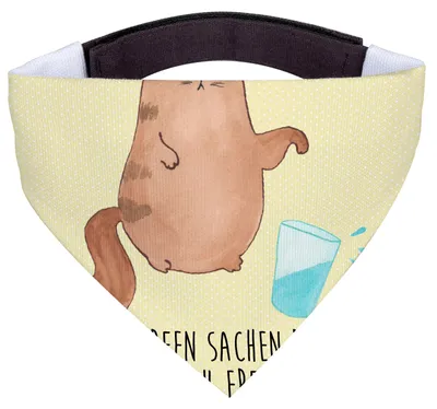 Produktbild von Mr. & Mrs. Panda Halstuch Für Hunde Katze Wasserglas - Gelb Pastell - Geschenk, Neugierig, Tuch, Cat, Hund, Katzen, Hunde-Halstuch, Wasser, Cats