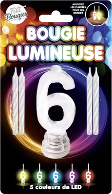 Immagine prodotto di Candela LED numero 6 decorazione per torta colorata - taglia unica