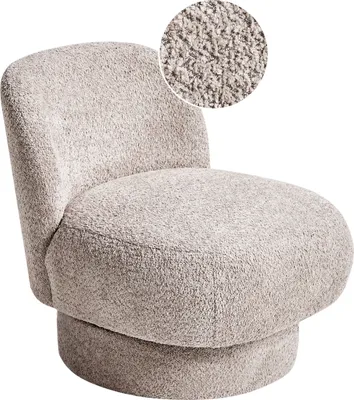 Produktbild von BELIANI Sessel Taupe aus Bouclé Stoff Ohne Armlehnen mit Drehfunktion Gepolstert Glamour Elegantes Design für Wohnzimmer Schlafzimmer Flur