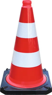 Produktbild von Leitkegel BASt  nach TL PVC zweiteilig vollreflektierende Folie Typ RA1/A rot-weiß Ø 36 cm 40 cm x 50 cm