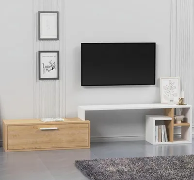 Produktbild von TV Lowboard Holz Modern Wohnzimmer Sideboard Einzigartig Hochwertig