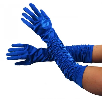 Produktbild von Deluxe Handschuhe lang blau glänzend lange Hand schuh Kostüm