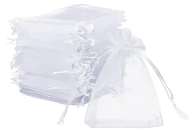 Produktbild von 50 x Organza Säckchen Weiß Organzabeutel Schmucksäckchen Geschenktüten - 10 x 15 cm