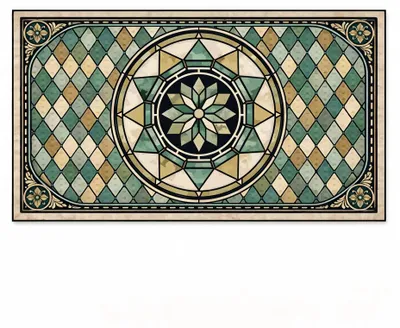 Geometrische Fußmatte 76x43 cm, rutschfest, Polypropylen, für Eingang