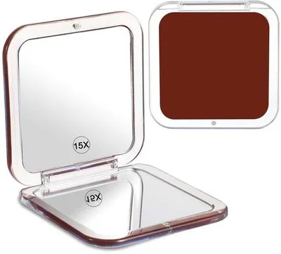 Immagine prodotto di Specchio compatto da viaggio, ingrandimento 15x, rosso