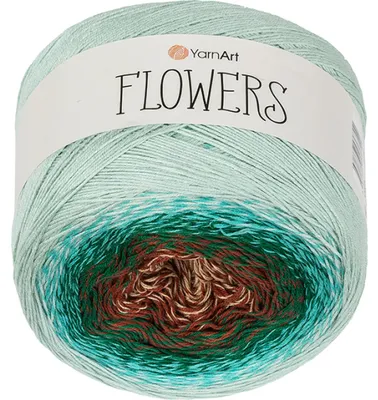 Produktbild von Garn „Flowers“ – 250 g, 1000 m – Blau, Braun