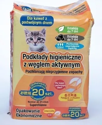 Produktbild von Geruchsbindende Pads mit Aktivkohle für Katzentoiletten-Systeme, 20 Stück, 27 × 43 cm.