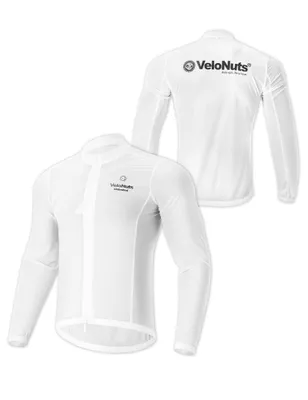 Obrázok produktu pre VeloNuts, cyklistický dres s dlhým rukávom pre pánov, letný, vetruodolný, priedušný, ľahká cyklistická bunda, cyklistický dres vhodný pre cestné bicykle a horské bicykle, biela, veľkosť EU S