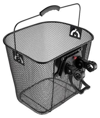 Produktbild von Wiltec Fahrradkorb vorne 32,5x24x26,5cm aus Stahl Schwarz abnehmbar zur Montage am Lenker Drahtkorb Lenkerkorb Einkaufskorb Fahrrad Korb