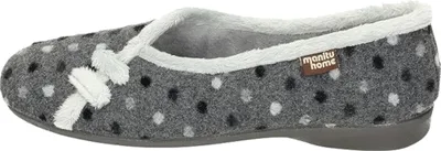 Produktbild von Manitu Damen Hausschuh Slipper Ballerina gepunktete Stickerei, Größe:40 EU, Farbe:Grau