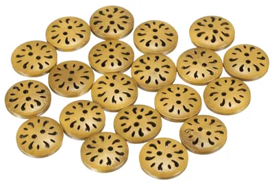 20 Holz-Knöpfe 15 mm, 2-Loch, beige, DIY