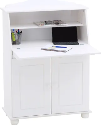 Produktbild von Sekretär Schreibtisch Landhausstil Kommode Klappensekretär Schreibkommode DAVID COLMAR weiß