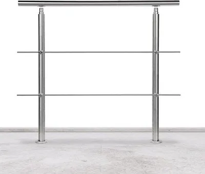 Produktbild von Edelstahlgeländer für Treppe, Balkon oder Treppenaufgang - 150 cm mit 2 Querstangen
