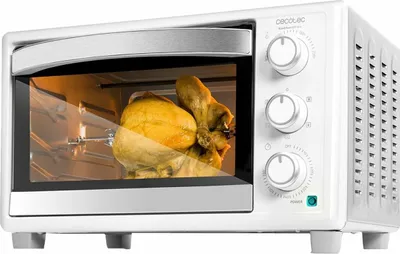Produktbild von Cecotec Tischofen BakeundToast 3090 White Gyro, 30L, 1500W, 5 Funktionen, Inklusive Drehspieß, Innenbeleuchtung, Krümelschublade, 360º-Griff