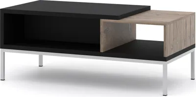 Produktbild von Couchtisch Toledo 110x55 cm EICHE FLAGSTAFF / SCHWARZ MATT - Kaffeetisch - Beistelltisch mit Silberrahmen - Moderner Salontsich